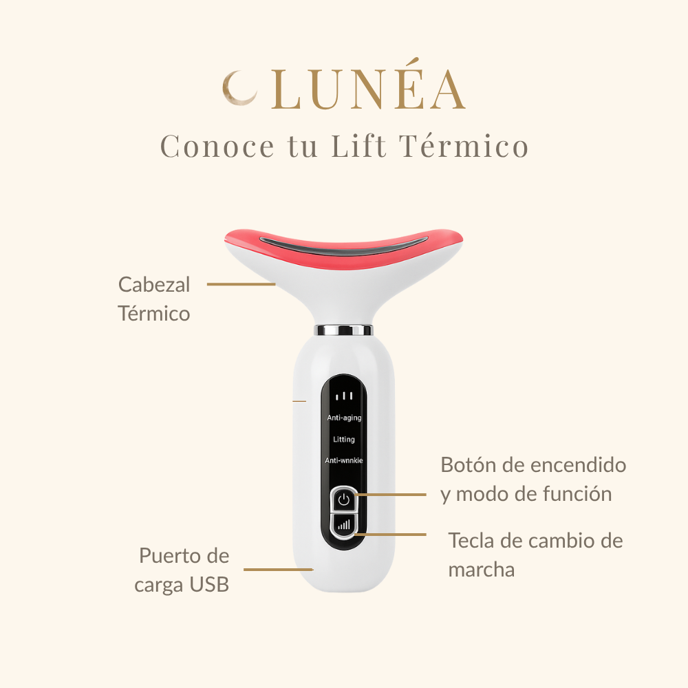 Térmico LUNÉA | Masajeador facial y de cuello LED