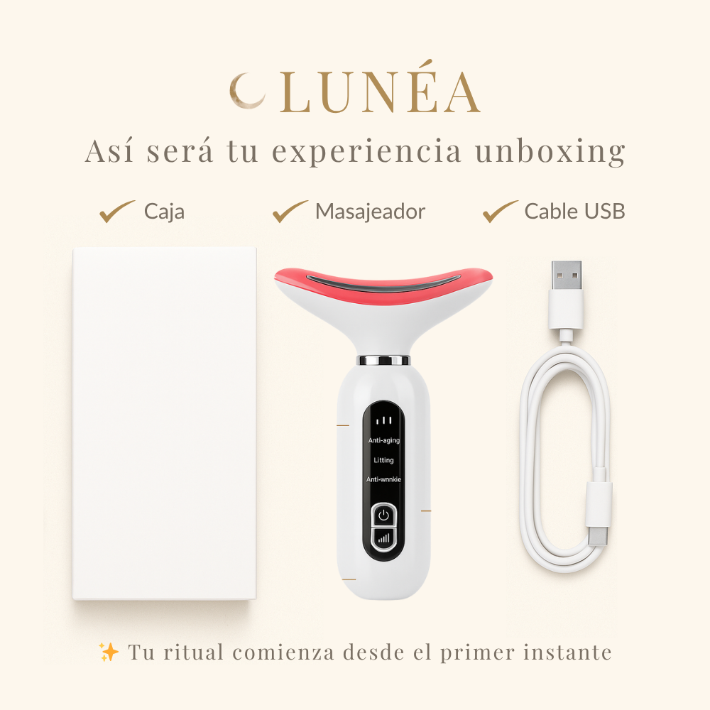 Térmico LUNÉA | Masajeador facial y de cuello LED